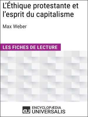cover image of L'Éthique protestante et l'esprit du capitalisme de Max Weber